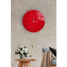 SabanDuvar Saati - Cam - Sessiz Akar - Kırmızı Parıltı Çap 37