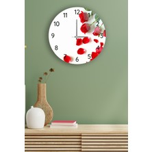 Saban Çap 37cm - Kırmızı Güller - Dekoratif Cam Duvar Saati