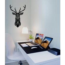 Mıgnatıs Dekoratif Şekilde Oluşturulmuş Ön Görünüm Geyik Sticker 60X41CM - Siyah