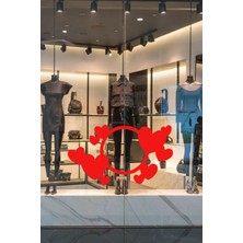 Mıgnatıs 14 Şubat Sevgililer Günü Yuvarlak Üstünde Kalp Sticker 60 cm