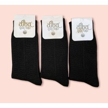 Diba Bayan Siyah Kabartma Desenli Yün Kışlık Soket Çorap 3'lü