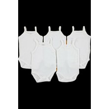 Özdemirli Bebe Ip Askılı Yakası Fistolu (Dantelli) Çıtçıtlı Badi Beyaz Renk 5'li Paket 3-48 Ay Arası