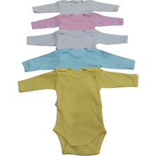 Özdemirli Bebe Özdemirli Uzun Kollu Çıtçıtlı Bebek Badisi Kız Çocuklar İçin 5'li Paket 0-48 Ay Arası Renkli