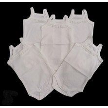 Özdemirli Bebe Ip Askılı Yakası Fistolu (Dantelli) Çıtçıtlı Badi Ekru Renk 5'li Paket 3-48 Ay Arası