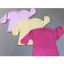 Bebedino Uzun Kollu Bebek Üst Badi (3 Lü Paket) (Pembe,sarı,koyupembe) 0-24 Ay Arası
