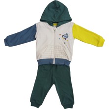 Aziz Bebe Uzay Desenli Bebek Alt Üst 3lü Hırkalı Takım 3-36 Ay Arası 003180