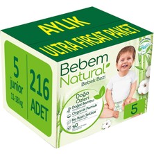 Bebem Natural Bebek Bezi Natural Beden:5 (11-18 kg) Junior 216'lı