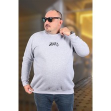 Starbattal Büyük Beden Erkek Sweat Zero 22732 Gri Melanj