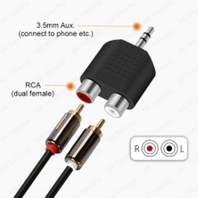 Stereo Ses Konektörü 3.5 mm Erkek Jak - 2 Rca (R+L) Dişi Ayırıcı Adaptör