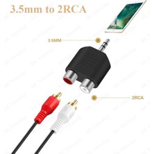 Stereo Ses Konektörü 3.5 mm Erkek Jak - 2 Rca (R+L) Dişi Ayırıcı Adaptör