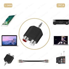 Stereo Ses Konektörü 3.5 mm Erkek Jak - 2 Rca (R+L) Dişi Ayırıcı Adaptör