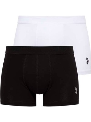 U.S. Polo Assn. Erkek Beyaz - Siyah 2 Li Boxer 80371