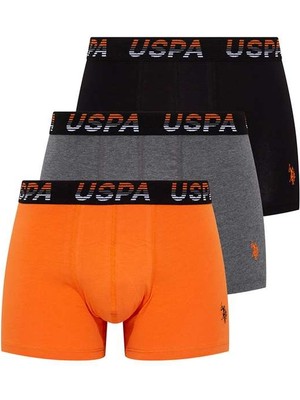 U.S. Polo Assn. Erkek Siyah - Turuncu - Antrasit Melanj 3'lü Boxer 80432