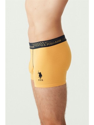 U.S. Polo Assn. Erkek Saks - Lacivert - Sarı 3'lü Boxer