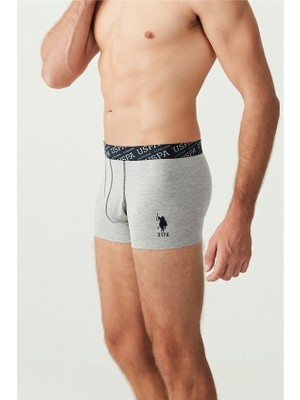 U.S. Polo Assn. Erkek Kırmızı - Gri Melanj - Lacivert 3'lü Boxer