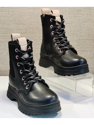 Siyah Mini Women 614 Kız Çocuk Termo Bot Suni Deri Malzeme ile Kış Ayları İçin İdeal