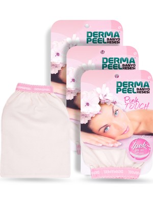 Dermapeel Pink Touch Banyo Kesesi 3'lü Set Hassas Ciltler İçin Pütürsüz Kullanım