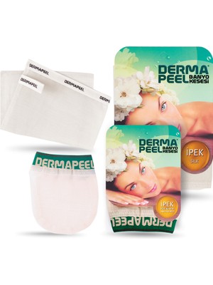 Dermapeel İpek Banyo ve Yüz Kesesi Doğal Ham İpekten Hassas Ciltler İçin 2 Adet