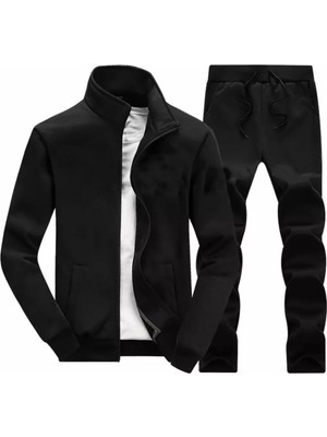 Amor Man Dik Yaka Tam Fermuarlı 3 Iplik Şardonlu Tam Kışlık Dış Mekan Erkek Eşofman Takımı