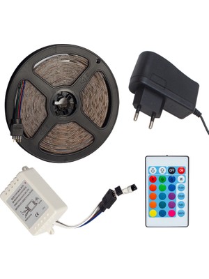 Powermaster Om-7 Silikonlu 5 Metre Rgb Şerit Led Animasyon Devreli ve Adaptör Set