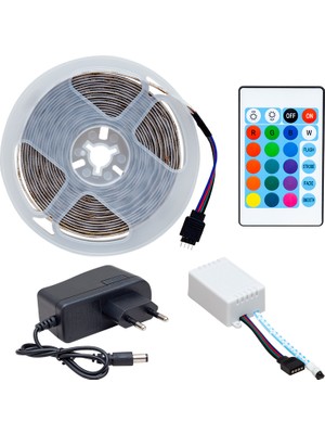 Ledon Powermaster PM-9383 Silikonsuz 5 Metre Rgb Şerit Led Animasyon Devreli ve Adaptör Set