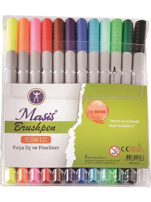 Masis Brushpen 12 Parça Çift Taraflı Kalem Seti Ofis İçin Yazım ve Çizimlerde İdeal