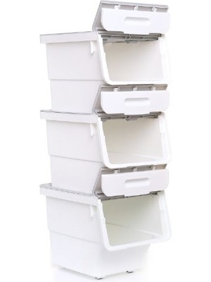 Motek MT04 Freebox 33 Litre Beyaz Gri Tekerlekli 3*33 Lt 3'lü Set Organizer