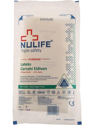 Nulıfe Lateks Cerrahi Eldiven Steril Pudrasız- 7 Numara- 1 Kutu (50 Çift)