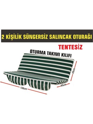 Nelson 2 Kişilik Salıncak Oturağı (Yeşil-Beyaz) Bahçe Salıncağı Oturağı(Süngersiz Tentesiz)