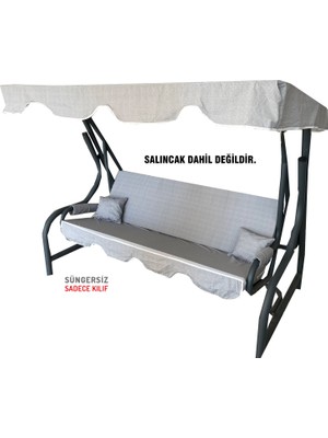 Nelson 3 Kişilik Salıncak Minder Seti Süngersiz Kılıfı Gri Bahçe Minderi
