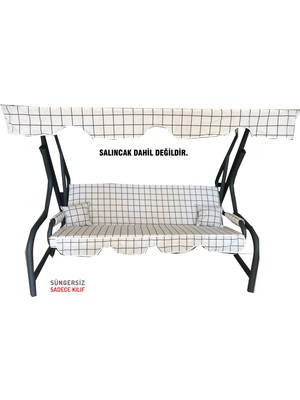 Nelson 3 Kişilik Salıncak Minderi Süngersiz Kılıfı Beyaz Pano Bahçe Minderi