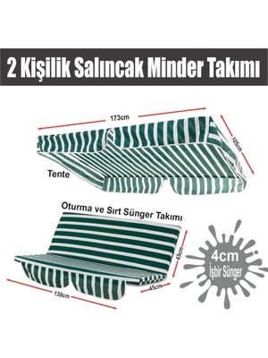 Nelson Salıncak Minder Takımı (Süngersiz)2 Kişilik Salıncak Minder Tente-Yeşil Beyaz