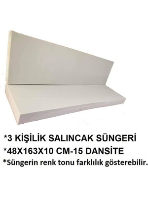 Nelson 3 Kişilik Salıncak Süngeri 48X163 Cm-10 cm Kalınlık 15 Dansite-2 Adet-1 Takımlık