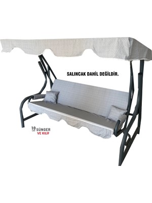 Nelson 3 Kişilik Salıncak Minder Seti Süngerli Kılıfı Gri Bahçe Minderi
