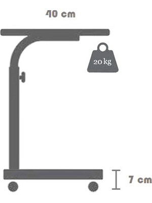 servetavcı Yükseklik Ayarlı Laptop Sehpası - Antrasit (Tekerli) 60X40