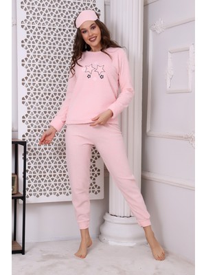 Wordex Fwn 3033 Peluş Welsoft Polar Kışlık Yumoş Yıldızlı Kadın Pijama Takımı