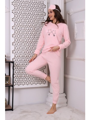 Wordex Fwn 3033 Peluş Welsoft Polar Kışlık Yumoş Yıldızlı Kadın Pijama Takımı