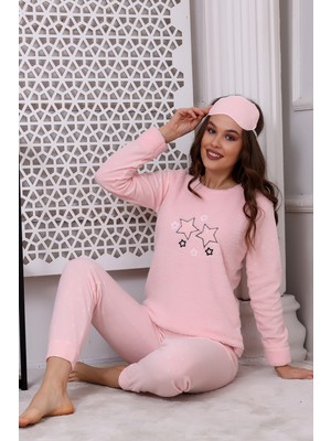 Wordex Fwn 3033 Peluş Welsoft Polar Kışlık Yumoş Yıldızlı Kadın Pijama Takımı