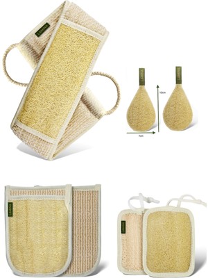 Lamina Doğal Kabak Lifi Banyo ve Hamam Kesesi 5 Parça Set Çift Taraflı Peeling Özellikli