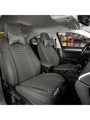 Ack seat Ibiza Yeni Uyumlu Lüks Deri Oto Koltuk Kılıfı Ön/arka Set Füme