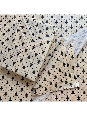 Tuğset Etiket Yılbaşı Çam Desenli Pelur Kağıt , Yılbaşı Hediye Paketi, Pelur Kağıdı, Yeni Yıl Paketleme 100'lü