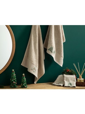 English Home Pine Pamuklu Nakışlı El Havlusu 30X40 cm Bej