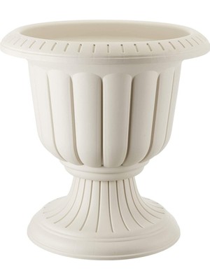 9,8 Litre Kırık Beyaz Nergis Saksı Ayaklı Mat Plastik Nergiz Kapıönü Balkon Bahçe Saksısı No1 Ø35x36cm