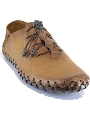 Natural Shoes Erkek Deri Lastik Bağcıklı Tabana Dikişli Taba Nubuk Günlük Ayakkabı