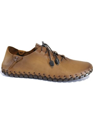 Natural Shoes Erkek Deri Lastik Bağcıklı Tabana Dikişli Taba Nubuk Günlük Ayakkabı