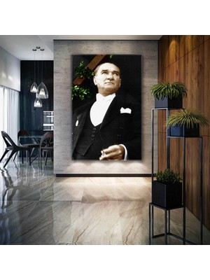 SML Tablo Mustafa Kemal Atatürk Renklendirilmiş Portre Kanvas Tablo