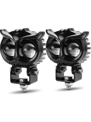 Mısırlı Grup 2.5 Inç Motosiklet Far LED Spot Beyaz Sarı Sürüş Lambası Iki Renk Baykuş Farlar 12V-20V