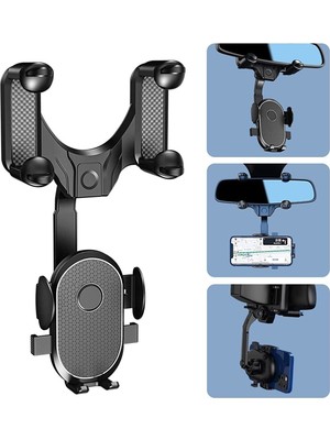 Araç Içi Telefon Tutucu 360 Derece Dönebilen Yatay Dikey Kullanım Dikiz Aynası Uyumlu Yüksek Kalite