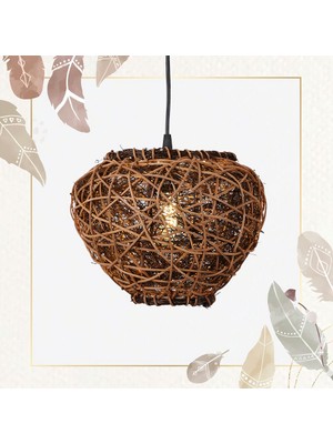 Ocean Point Leslie Doğal Rattan Avize 25X20CM