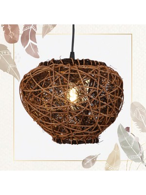 Ocean Point Leslie Doğal Rattan Avize 25X20CM